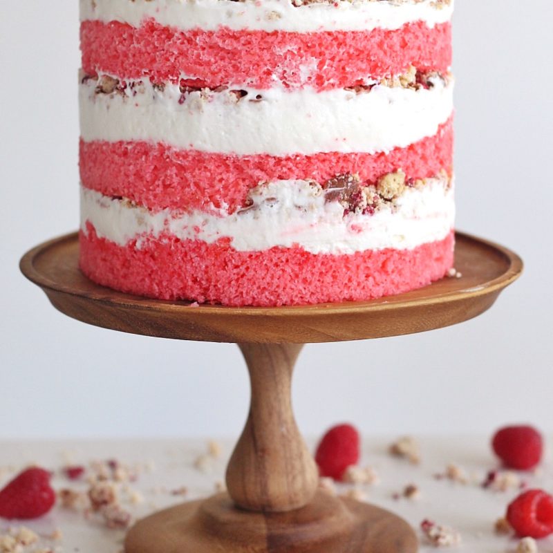 Raspberry Pretzel Crunch Cake