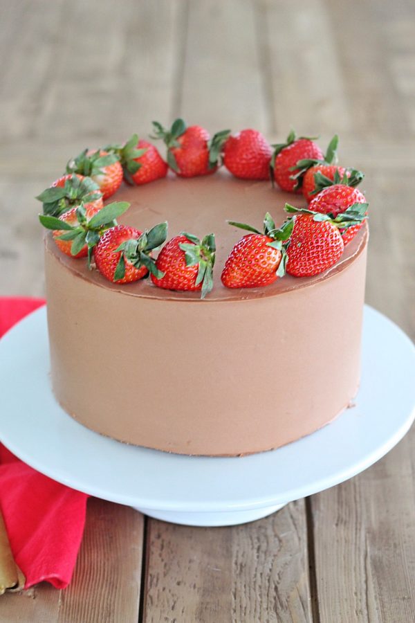 Chocolate Strawberry Nutella Cake #cakebycourtney #chocolatecake #nutellacake #nutellafrosting #easychocolatecake