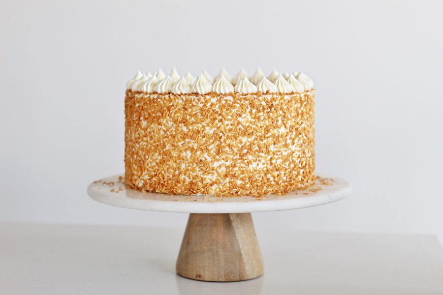 coconut decorated cake