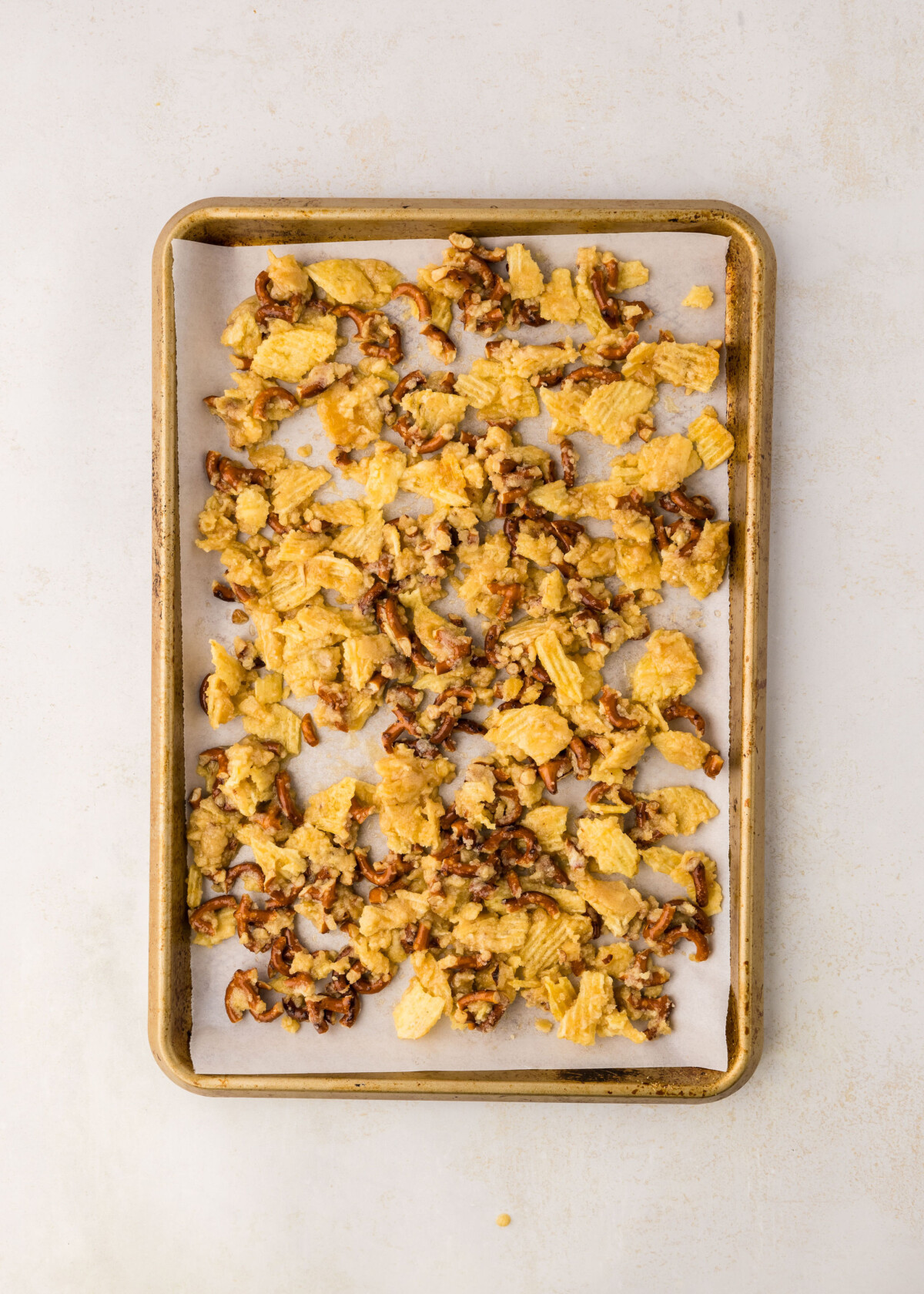 ingredients on a cookie sheet.