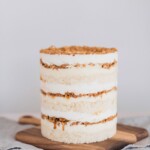 Naked cake on a cutting board