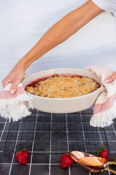 The Most Delicious Strawberry Rhubarb Crumble - Cake By Courtney