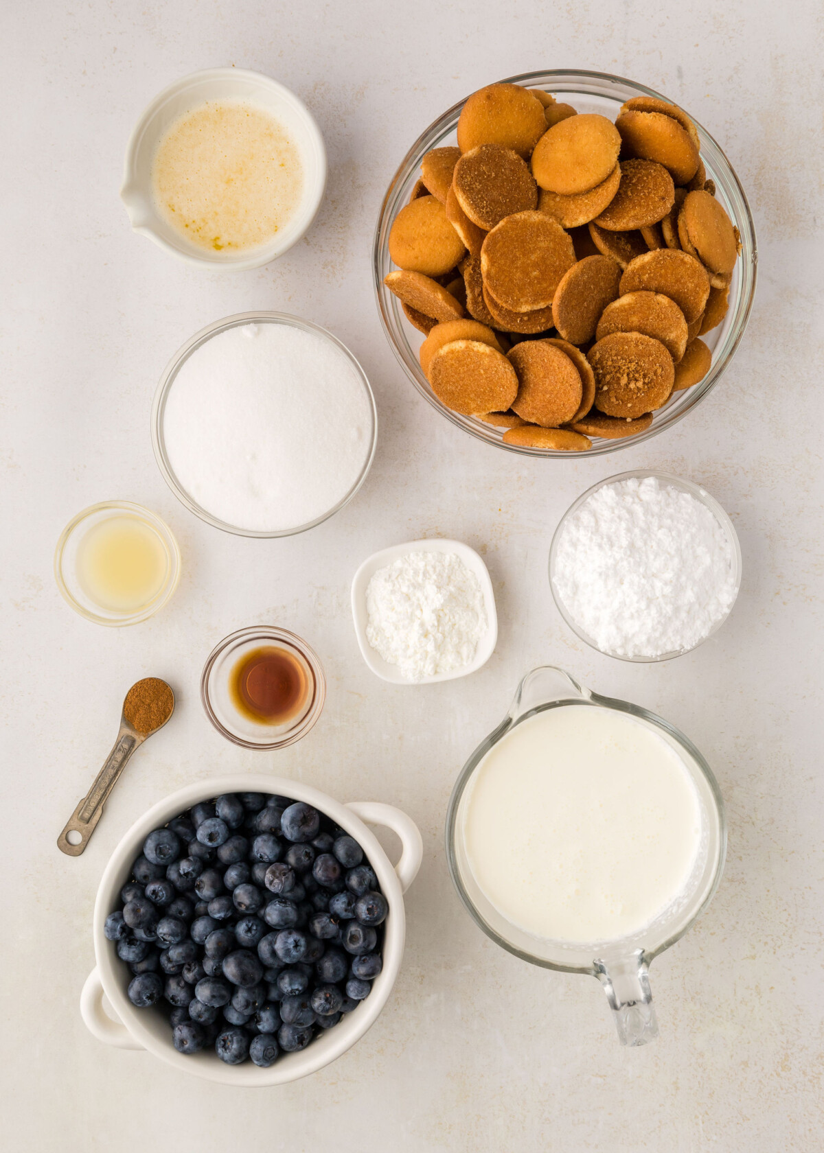 Ingredients for blueberry delight bars.