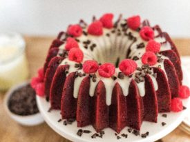 The most delicious red velvet bundt with a cream cheese icing. #redvelvetcake #redvelvetbundtcake #valentinesdaycake #valentinesdessert #valentinesrecipe #redvelvet #cakebycourtney