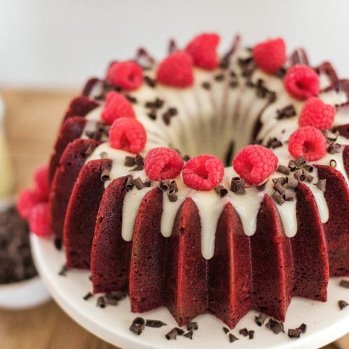 Mini Red Velvet Bundt Cakes with Cream Cheese Glaze - Overtime Cook