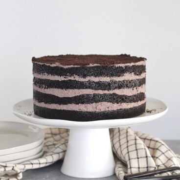 Disney's "The Grey Stuff" Cake - inspired by The Grey Stuff from Disney's "Beauty and The Beast," my new cake is a rich and moist chocolate cake with the most delicious, light and fluffy whipped chocolate frosting. #cakebycourtney #disney #thegreystuff #thegreystuffcake #cakerecipe #disneyrecipe #disneycake #oreocake #oreo #chocolatecake