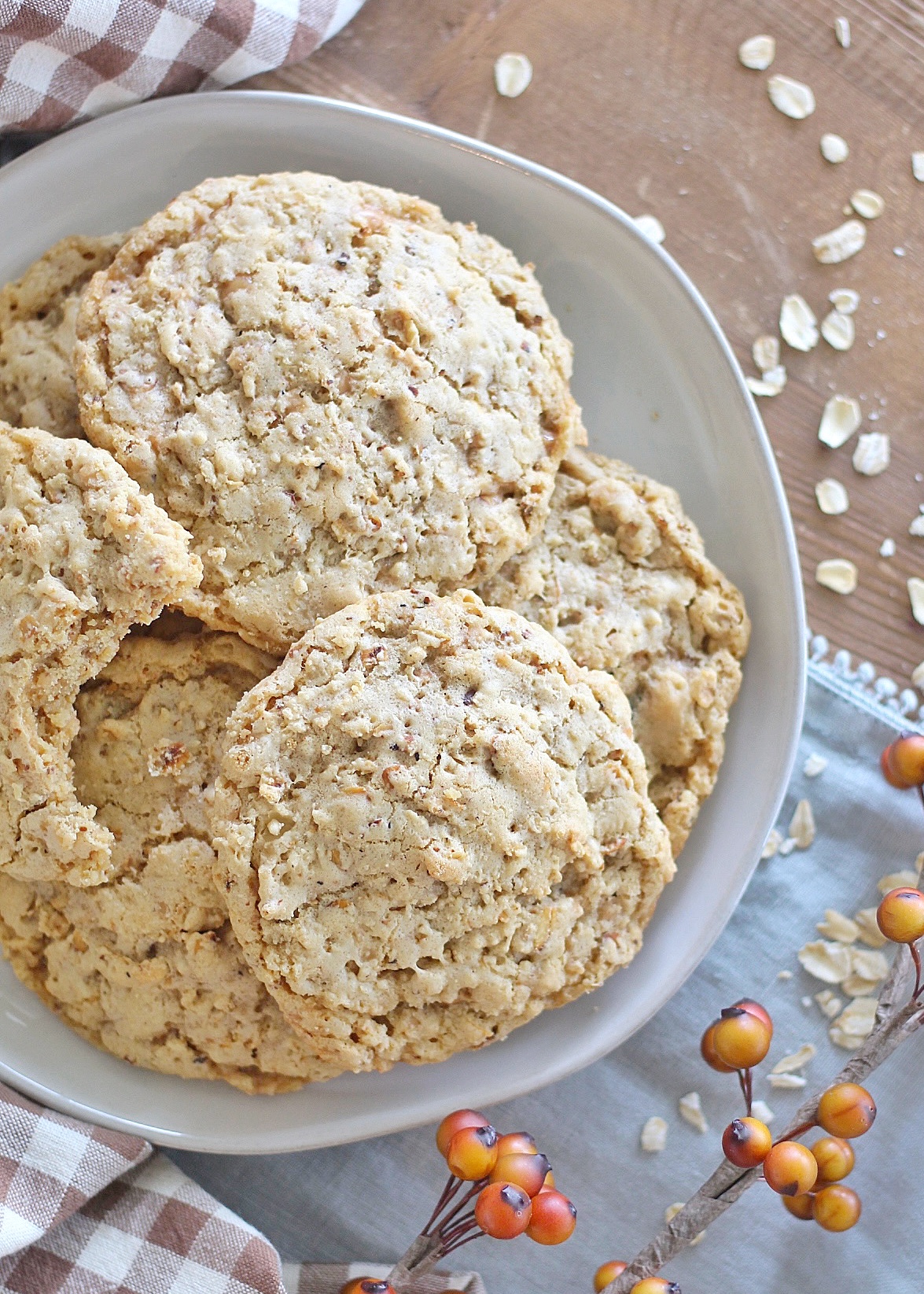 Toasted Oatmeal Brown Butter Toffee Cookies