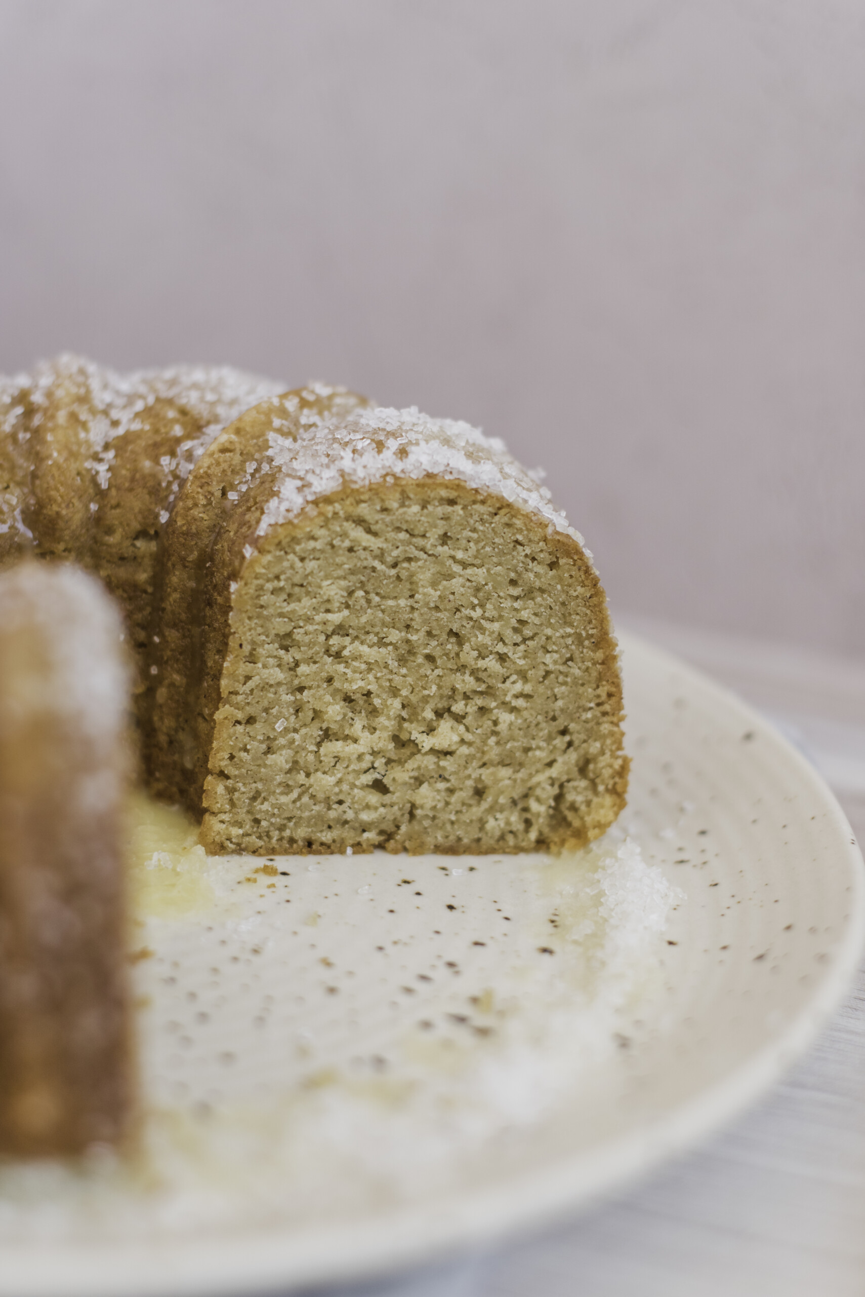 A bundt cake on a plate.