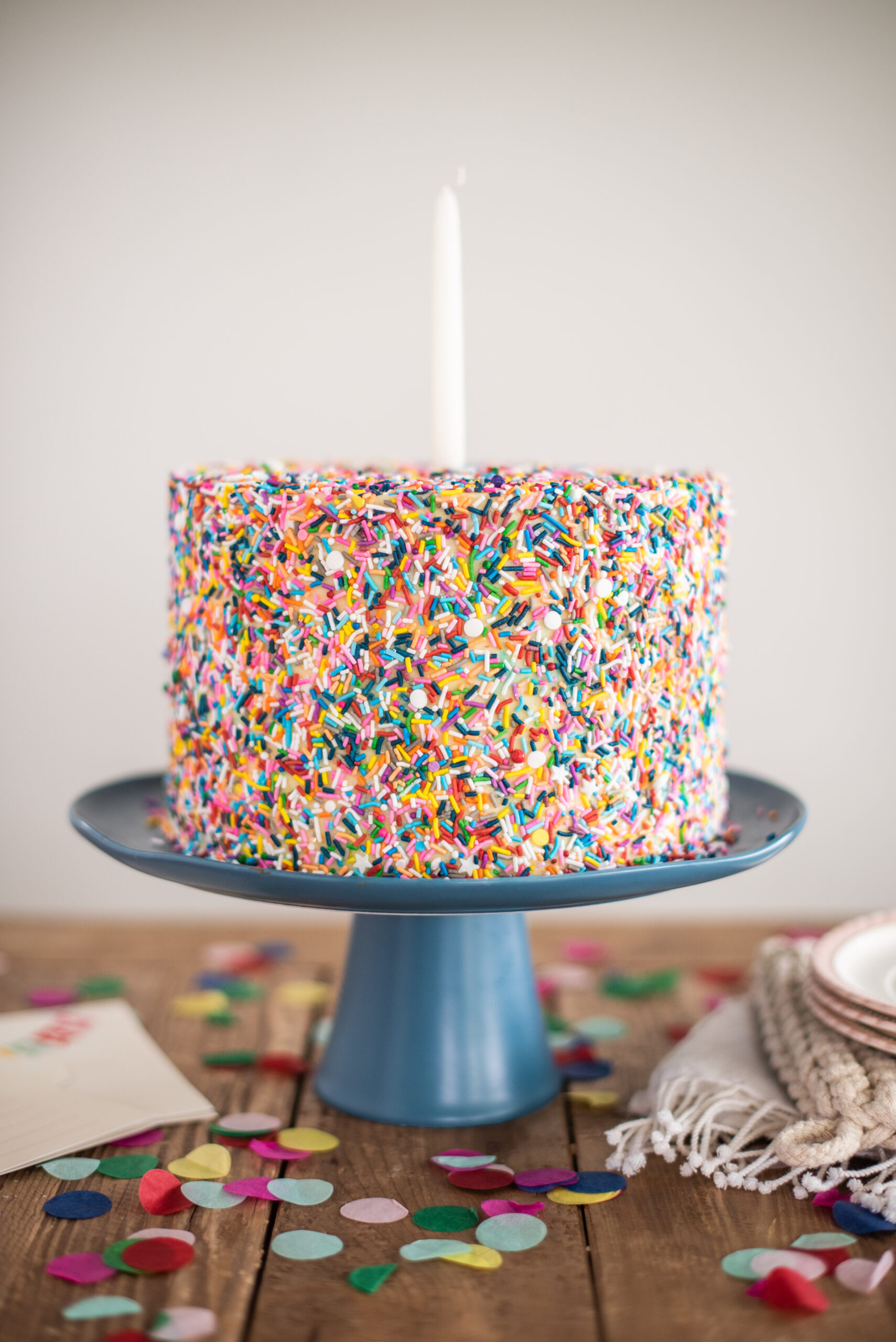 Chocolate Cake with Cake Batter Buttercream, cookie dough filling and sprinkles