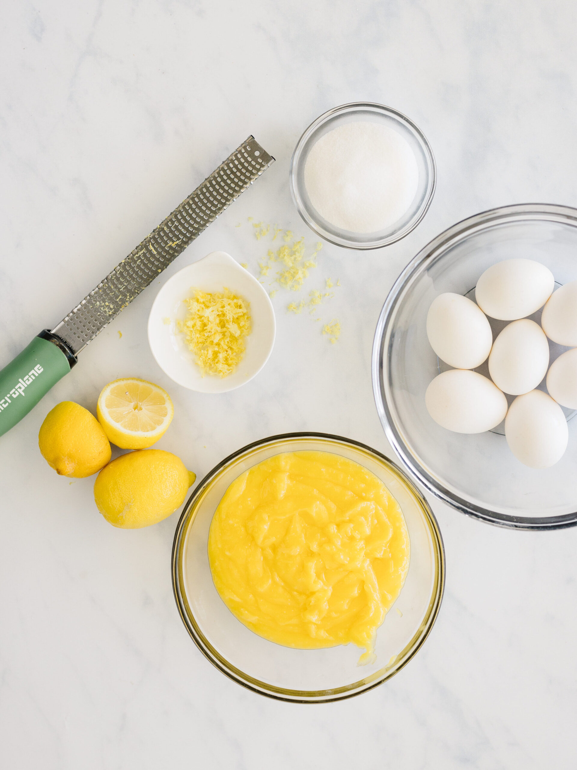 Ingredients to make lemon curd.