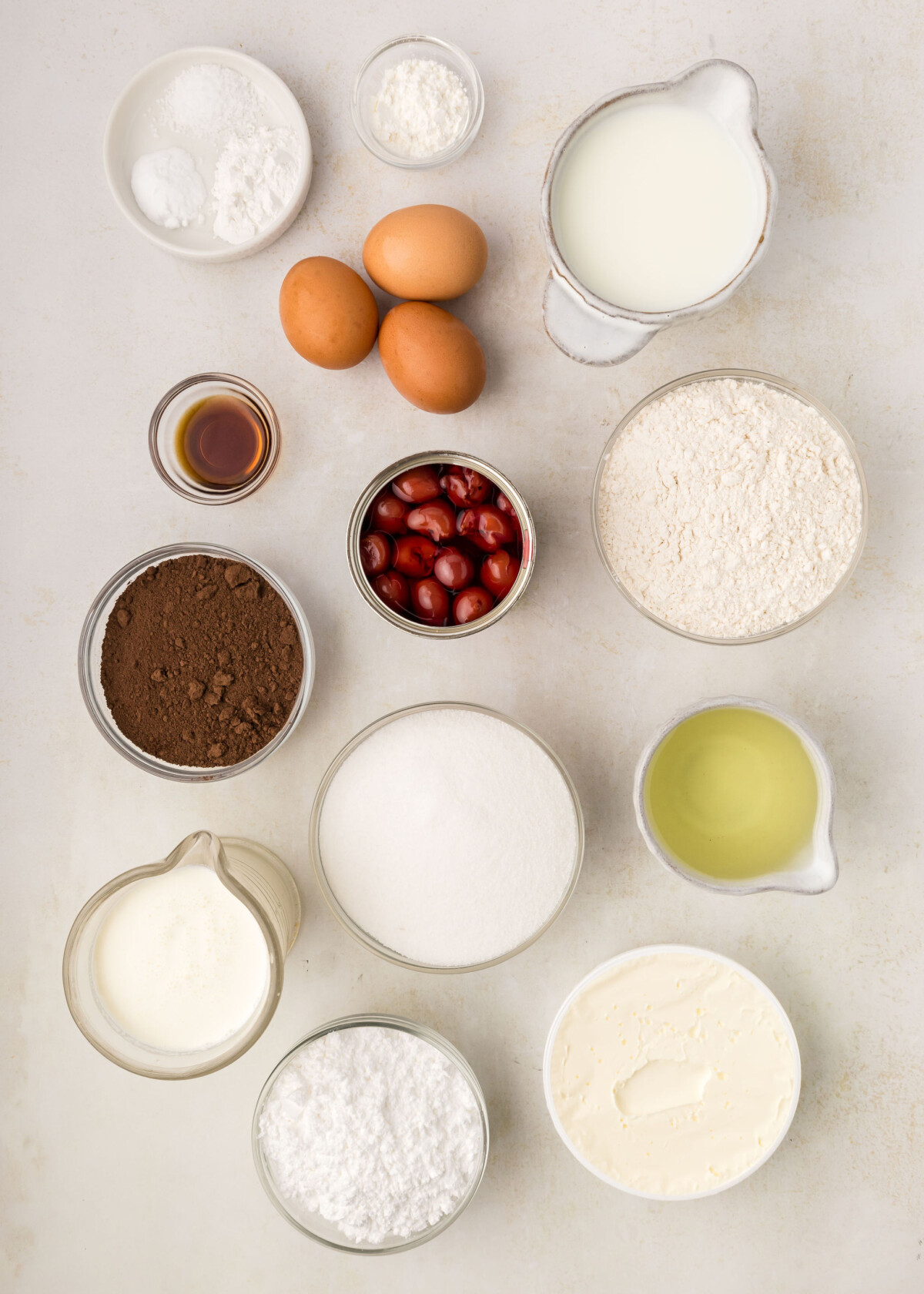 Ingredients for a Black Forest Poke Cake.