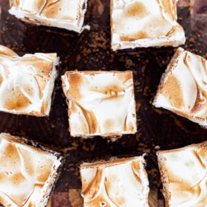 S'mores brownies on a cutting board.